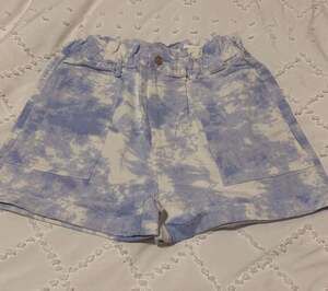Elodie Tie-Dye Paperbag Waist Denim Shorts Size L